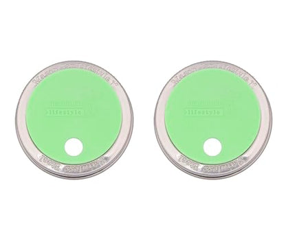 Mint Green Silicone Straw Hole Tumbler and Fermentation Lids with Stainless Steel Bands by Mason Jar Lifestyle (2 Pack, Regular Mouth) - color: Mint Green, size: Regular Mouth