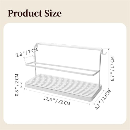 2-Tier Water Bottle Drying Rack for Countertop - Large Carbon Steel Cup Mug Organizer with Removable Drain Tray (White) - color: White