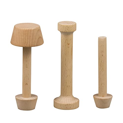 3Pcs Tart Tamper Set, Portable Wooden Double Side Pie Pastry Dough Tamper, Wooden Egg Tart Mold, DIY Cake Pastry Tools for Egg Tart, Pasta, Cheesecakes and Dessert Baking
