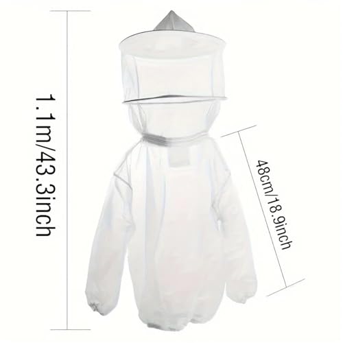 Mosquito Suits For Adult 2Pcs Breathable & Durable Men's Beekeeper Suit - Professional Transparent Protective Jacket with Hooded Veil for Safe Beekeeping