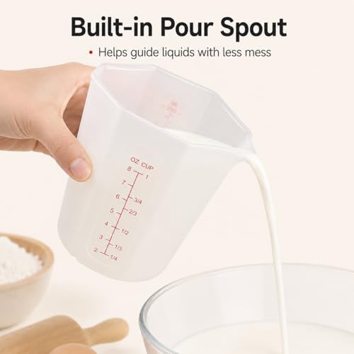 Silicone Measuring Cup 1 Cup (250ml), Flexible Liquid Measuring Cup with Pour Spout, BPA Free Food Grade Silicone Measuring Cup for Cooking, Baking and Kitchen Use
