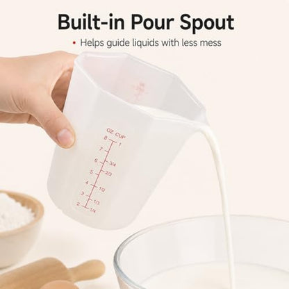 Silicone Measuring Cup 1 Cup (250ml), Flexible Liquid Measuring Cup with Pour Spout, BPA Free Food Grade Silicone Measuring Cup for Cooking, Baking and Kitchen Use