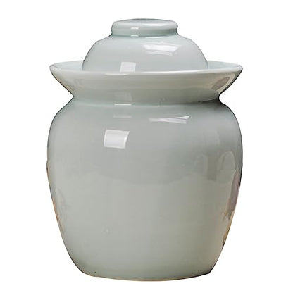 Fermentation Jar Kit Traditional Chinese Porcelain Pickle Jar,Ceramics Fermenting Crock Kit with Water Seal Airlock Lid, Pickle Jar for Pickles Kimchi, Sauerkraut green-4kg