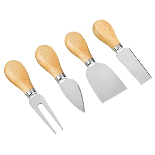 4 Cheese Knives Set - Cheese Knife,Cheese Fork,Cheese Slicer,Butter Knife - Mini Premium Stainless Steel Cheese Knife Set - Cheese Knives for Charcuterie Board - Charcuterie Boards Accessories - color: Silver