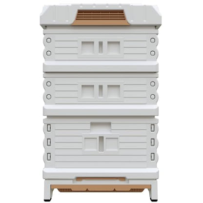 Apimaye Ergo Insulated 10 Frame Honey Maker 1 Deep 2 Medium Beehive Set (White Body Blue Entrance)