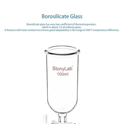 stonylab Dropping Funnel, Borosilicate Glass Burette Funnel with PTFE Stopcock for Laboratory and Home Use, 100 ml - size: 100 ml