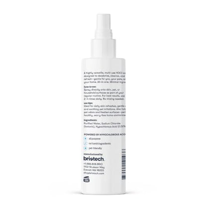 BRIOTECH Pure Hypochlorous Acid Spray and Cleanser, Original Premium HOCl Topical Solution, Multi-Purpose Cleaner, Family Approved & Pet Friendly, 8.5 fl oz (2 Pack) - size: 8.5 Fl Oz (Pack of 2)