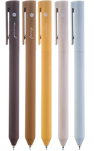 DIVERSEBEE Gel Ink Pens Assorted Colors, 0.5 mm Fine Point, Bible Pens No Bleed Through with Cute Fine Tip, Bible Study Journaling Supplies Set, 5 Pack (Brown) - color: Brown, size: 1 Count (Pack of 5)