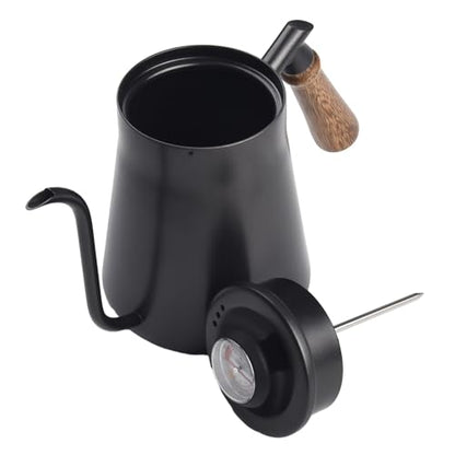 Gooseneck Kettle with Thermometer, 650-850ML for Stainless Steel Pour Over Coffee Pot, Narrow Spout for Precise Brewing, Drip Coffee Maker for Home Cafe