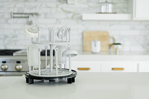 The First Years Spin Stack Bottle Drying Rack - Black - 2-Tier Rotating Countertop Drying Rack for Up to 16 Bottles - Baby Essentials for Everyday Use - color: Black