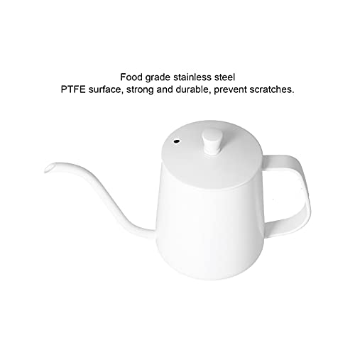 RiToEasysports 304 Stainless Steel Gooseneck Kettle with Thermometer Hole Coffee Pouring Pot Perfect for Hotels Restaurants, 8.6x5.4in (White 600ml) - color: White 600ml