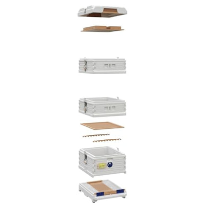 Apimaye Ergo Insulated 10 Frame Honey Maker 1 Deep 2 Medium Beehive Set (White Body Blue Entrance)
