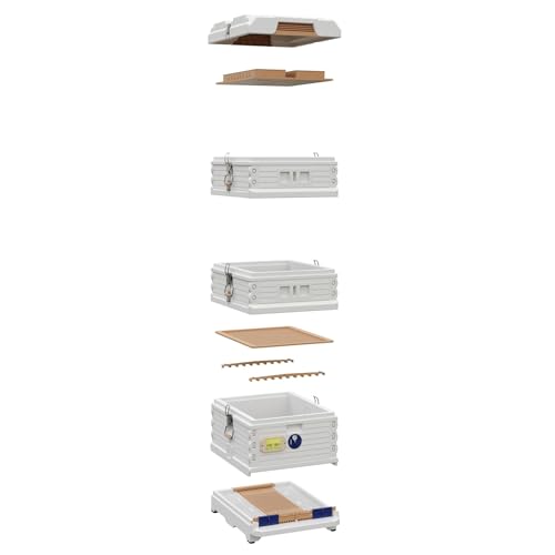 Apimaye Ergo Insulated 10 Frame Honey Maker 1 Deep 2 Medium Beehive Set (White Body Blue Entrance)