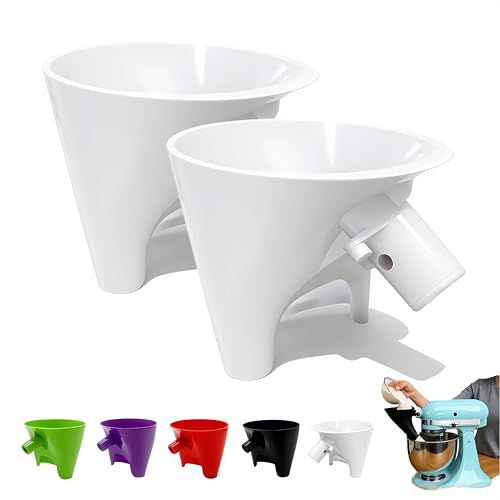 Flour Funnel for KitchenAid Mixer - Compatible with 5 Qt & 4.5 Qt Bowl-Lift Models | Dishwasher Safe, Anti-Splash Design for Mess-Free Baking | Includes 2-Piece Set (White) - color: White