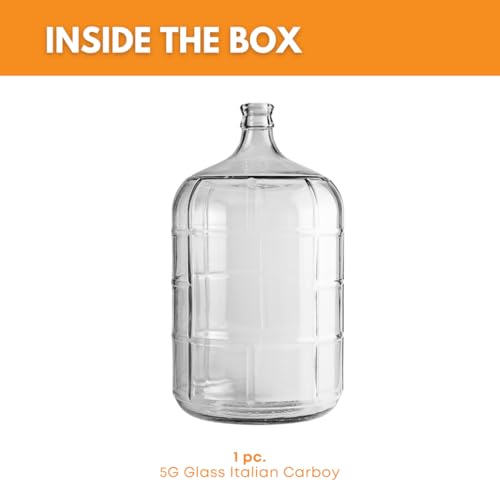 FastRack 5 Gallon Italian Glass Carboy | Clear Fermenter for Wine & Beer | For Home Brewing, Fermentation Jar & Storage | Durable Wine Fermenting Jug | #7 Stopper NOT INCLUDED