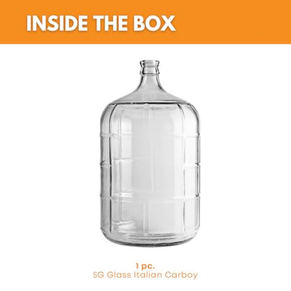 FastRack 5 Gallon Glass Carboy | Clear Fermenter for Wine & Beer | Italian Glass Carboy for Home Brewing, Fermentation Jar & Storage | Durable Wine Carboy & Fermenting Jug | #7 Stopper NOT Included