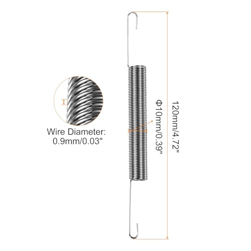 uxcell 0.9mm Wire Diax10mm ODx120mm Length Spring Steel Tension Spring 10pcs - size: 0.9x10x60mm