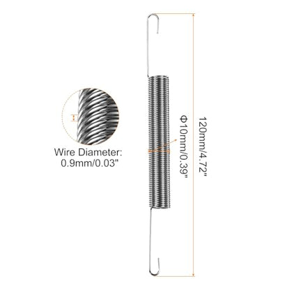 uxcell 0.9mm Wire Diax10mm ODx120mm Length Spring Steel Tension Spring 10pcs - size: 0.9x10x60mm