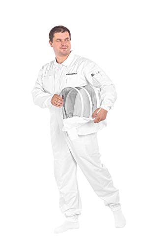 Varomorus Professional Beekeeping Suit Full Body 100% Cotton with Veil Hood (XL) - size: XL