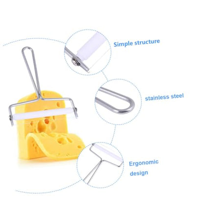 2pcs Stainless Steel Multi-purpose Cheese Slicer and Cream Cutter Efficient Butter Scraper for Kitchen and Bakery Ergonomic Wire Handle Silver Finish