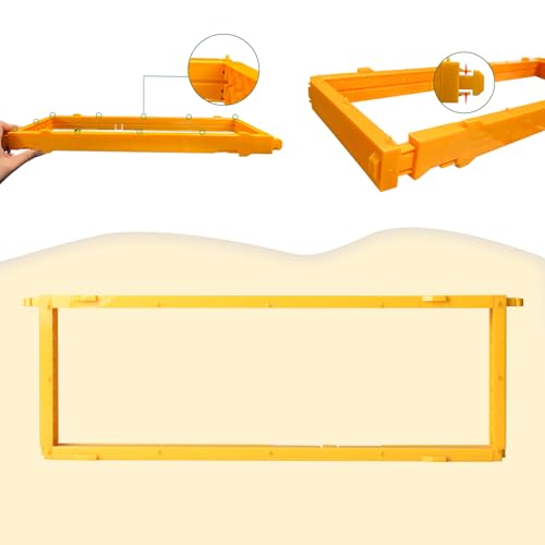 5 Pack Durable Plastic Beehive Frames | 3-in-1 Design for Wires/Wax Foundations/Honeycomb Cassettes, Fits 8/10 Frame Hives (19"×9")