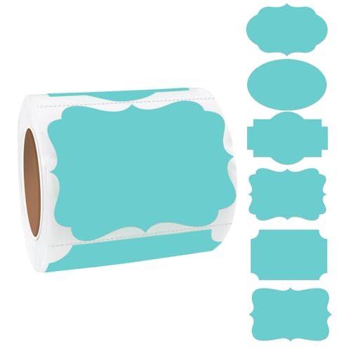 Blue Labels - 250 PCS 3" x 2" Fancy Shape Stickers for Storage Boxes or Food Jars - Holiday Tags - color: Blue, size: 2*3 inch
