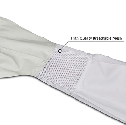 Beekeeping Supply Goatskin Leather Beekeeper Gloves with Vent Long Canvas Sleeve & Elastic Cuff XL