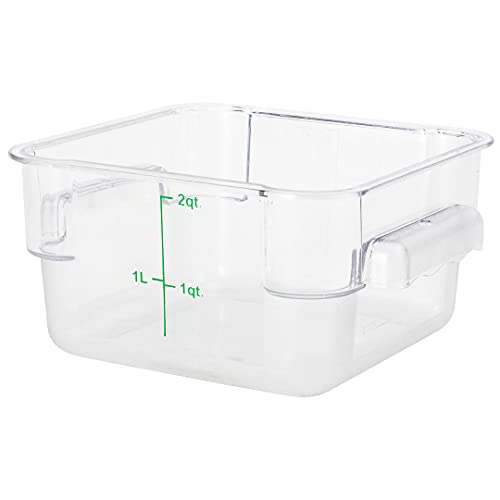 Met Lux 2 Quart Brine Bucket, 1 Square Marinating Container - With Volume Markers, Built-In Handle, Clear And Green Plastic Dough Rising Bucket, Freezer-Safe, Lid Sold Separately - size: 2 Quarts, style: 1 Count