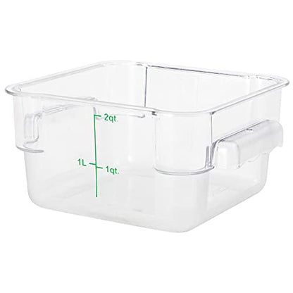 Restaurantware Met Lux 2 Quart Brine Buckets 10 Square Marinating Containers - With Volume Markers Built-In Handles Clear And Green Plastic Dough Rising Buckets Freezer-Safe Lids Sold Separately - size: 2 Quarts, style: 10 Count