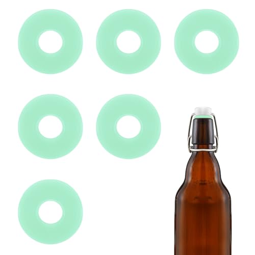 6pcs Dopamine color Silicone Gaskets Washers Seals for Cap Swing Flip Top Bottle for Home Brew Beer Soda Bottle Sealingflat,no cover (Mint Green) - color: Mint Green