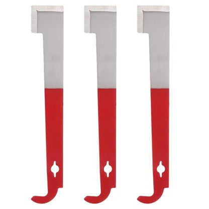 3pcs Stainless Steel J-Shape Bee Hive Frame Hook and Scraper Tool for Beekeeping, Curved Tail Hive Lifting Equipment in Wine Red for Efficient Beehive Maintenance