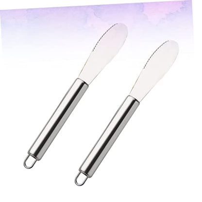 Alipis 2pcs Stainless Steel Cream Spatula Butter Spreader Cheese Knife for Cake Icing and Pastry Kitchen Gadget for Food Shops and Catering Silver