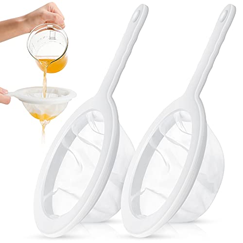 Zopeal 2 Pcs 9" Ultra Fine Mesh Strainer for Kefir Grains Plastic Juice Strainer Food Colander Greek Yogurt Sieve Large Capacity Filter for Kombucha Cold Brew Coffee Shrimp Separation(120/200 Mesh) - size: 120/200 Mesh