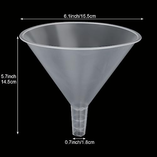 ABuff 8PCS Plastic Funnels, 6 Inch Wide Mouth Large Clear Plastic Funnels Oil Funnel Liquid Transfer Funnel for Liquid, Spices, Powder, Lotion, Oils