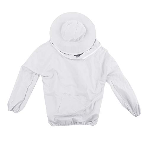 Beekeeping Tools Suits,Breathable Adult Anti Bee Veil Suit Beekeeping Protective Clothing Beekeeper Protective Outfit Upper Body Beekeeping Jacket with Veil Hood Ventilated (White) - color: White