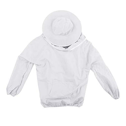 Beekeeping Tools Suits,Breathable Adult Anti Bee Veil Suit Beekeeping Protective Clothing Beekeeper Protective Outfit Upper Body Beekeeping Jacket with Veil Hood Ventilated (White) - color: White