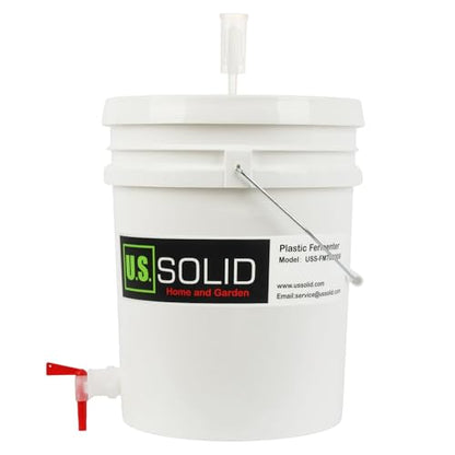 U.S. Solid Plastic Fermenter - 5 Gallon Food-Grade Fermenting Bucket Homebrewing Fermentor with Spigot and Airlock BPA Free - size: 5 gallon(1-PACK)