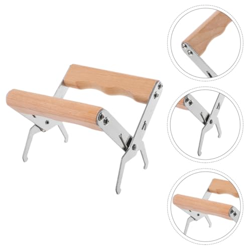 HANABASS 2pcs Steel Beehive Frame Capture Clamp with Wooden Handle, Beekeeping Equipment for Honey Harvesting and Hive Inspection, Beehive Lifter Gripper Tool for Apiary Supplies