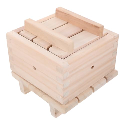GANAZONO Wooden Homemade Tofu Press Mold Box for 2-3 Lbs Bean Curd Making, Kitchen Soybean Curd Presser Tool without Press Rod, DIY Tofu Maker for Home Cooking