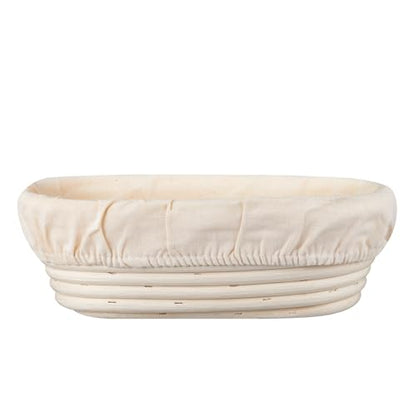 Dimpola Banneton Bread Proofing Basket Banneton Basket Set Sourdough Proofing Basket Round Proofing Bowls Handmade Rattan Baskets and Liners (Oval 10 inch set of 2) - style: Oval 10 inch set of 2