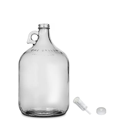 Home Brew Ohio One Gallon Glass Jug with 38mm Cap with Hole and Three-piece Airlock