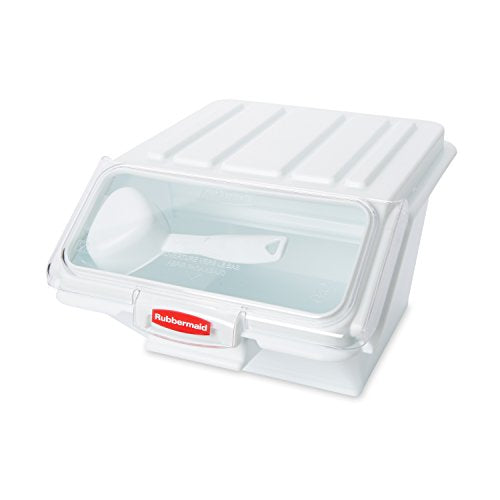 Rubbermaid Commercial Products ProSave Shelf Food Ingredient Bin with Scoop 40-Cup White Kitchen Food Storage Sugar/Grains/Rice/Baking Supplies - size: 40 Cup