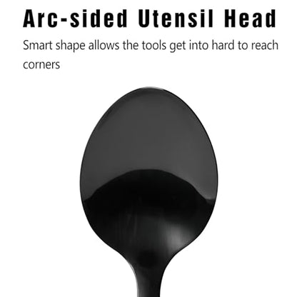 Black Stainless Steel Cooking Spoon, Solid Serving Spoon and Basting Spoon with Ergonomic Handle for Stirring, Mixing, Serving and Sauces, Dishwasher Safe - color: Z-Black Spoon