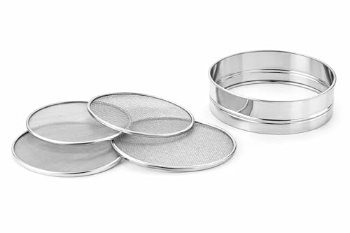 Premium Stainless Steel Multi-Mesh Sieve Set 4 in 1 | Interchangeable Fine to Coarse Filters | Atta, Spices, Herbal Powder, Coffee, Oil, Soil & DIY Use