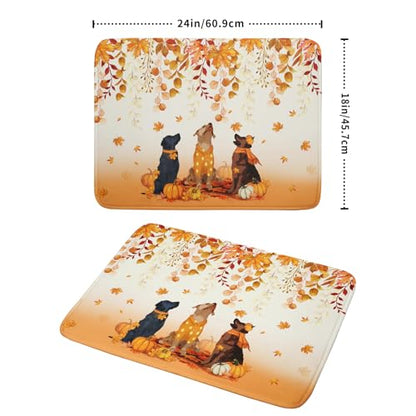 Giwawa Fall Dogs Dish Drying Mat Autumn Leaves Reusable Dishes Pad 18"x24" Holiday Microfiber Quick Dry Dish Drainer Rack Mat for Kitchen Counter - color: Fall Dogs, size: 18x24 inch