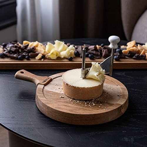 BOSKA Oak Friends Cheese Curler -Girolle Stainless Steel - Best for Cheese Wheel or Chocolate - Multifunctional Rust-Proof Shredder - Manual Handheld Cheese Slicer