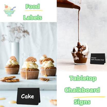 20PCS Mini Chalkboard Signs for Food, Reusable and Reserved Table Signs, Food Labels for Party Buffet, Easy to Write and Wipe Out, Catering Supplies Buffet Display, Place Cards