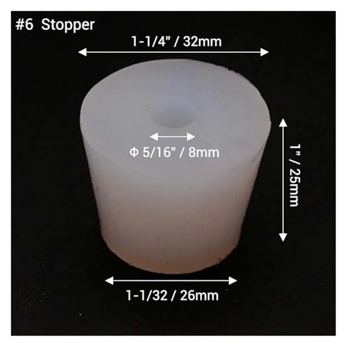 Home Brewing Drilled Silicone Stopper Carboy Bung #6 Silicone Stopper with 8mm Hole for Airlock Food Grade Brewing Accessories