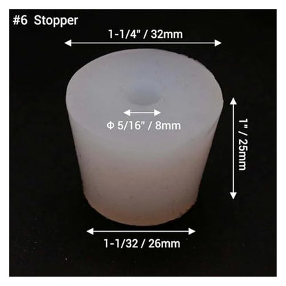 Home Brewing Drilled Silicone Stopper Carboy Bung #6 Silicone Stopper with 8mm Hole for Airlock Food Grade Brewing Accessories