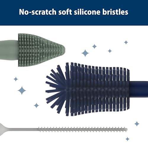 Dr. Brown's Silicone Cleaning Brush Set with Bottle, Spout, and Straw Brush, 3 Brushes to Clean Baby Bottles, Spouts, Nipples, and Straws, BPA Free – 36-Pack - color: Silicone Cleaning Brush Set, size: Compact (Pack of 12)